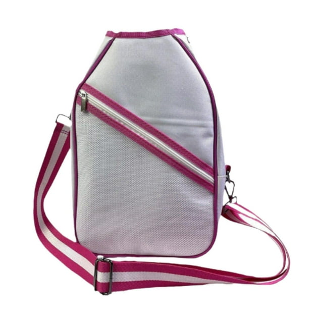 Colaxi Pickleball Paddle Cover Storage Carrier Fits Most Rackets Lightweight Pickleball Racket Sleeve with Detachable Shoulder Strap White Pink