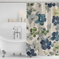 thumbnail image 2 of Teal Green Grey Leaves Shower Curtain Set - 72" x 78" Washable Bathtub Curtain with 12 Hooks, Vintage Beige Crack Texture Waterproof Fabric Stall Shower Curtains for Bathroom/Bathtub Décor, 2 of 6