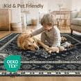 thumbnail image 4 of ODIKA 8'x10' Washable Area Rug Modern Farmhouse Boho Medallion With Distressed Abstract Border Accents for King Size Bedroom Under Bed, Master Suite, Non-Shedding, Easy Care, 4 of 7