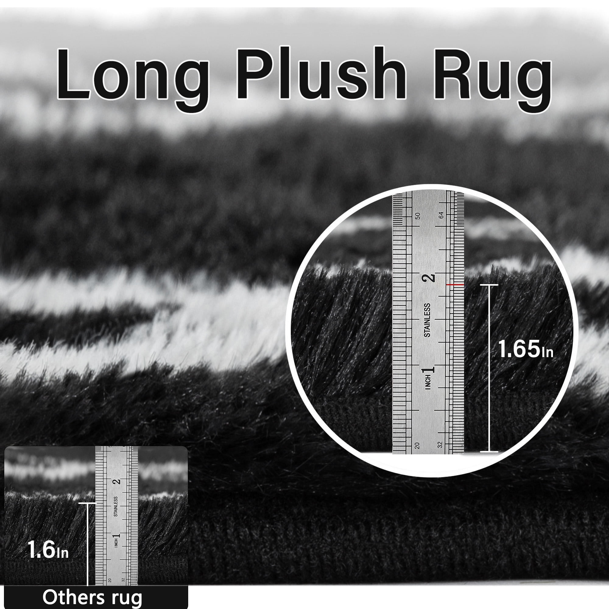 WIPONKEN 4x6 Checkered Shag Rug for Living Room Bedroom Dining Room Office Farmhouse, Washable Noneslip Area Rug Soft Indoor Fluffy Rugs, Black