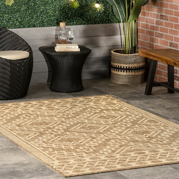 nuLOOM Cari Moroccan Tribal Indoor/Outdoor Area Rug, 9' 6" x 12', Beige