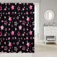 thumbnail image 2 of Manfei Cute Gradient Stars Shower Curtain 72Wx78L,Cartoon Themed Bath Curtain,Pink Black, 2 of 5