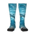 thumbnail image 1 of JUNZAN Underwater Dolphin Scene Pattern Fun Novelty Knee Warmer High Socks, 1 of 6