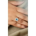 thumbnail image 4 of Blue Topaz and Cubic Zirconia Halo Ring 925 Sterling Silver Womens December Birthstone Jewelry US Size 8, 4 of 11