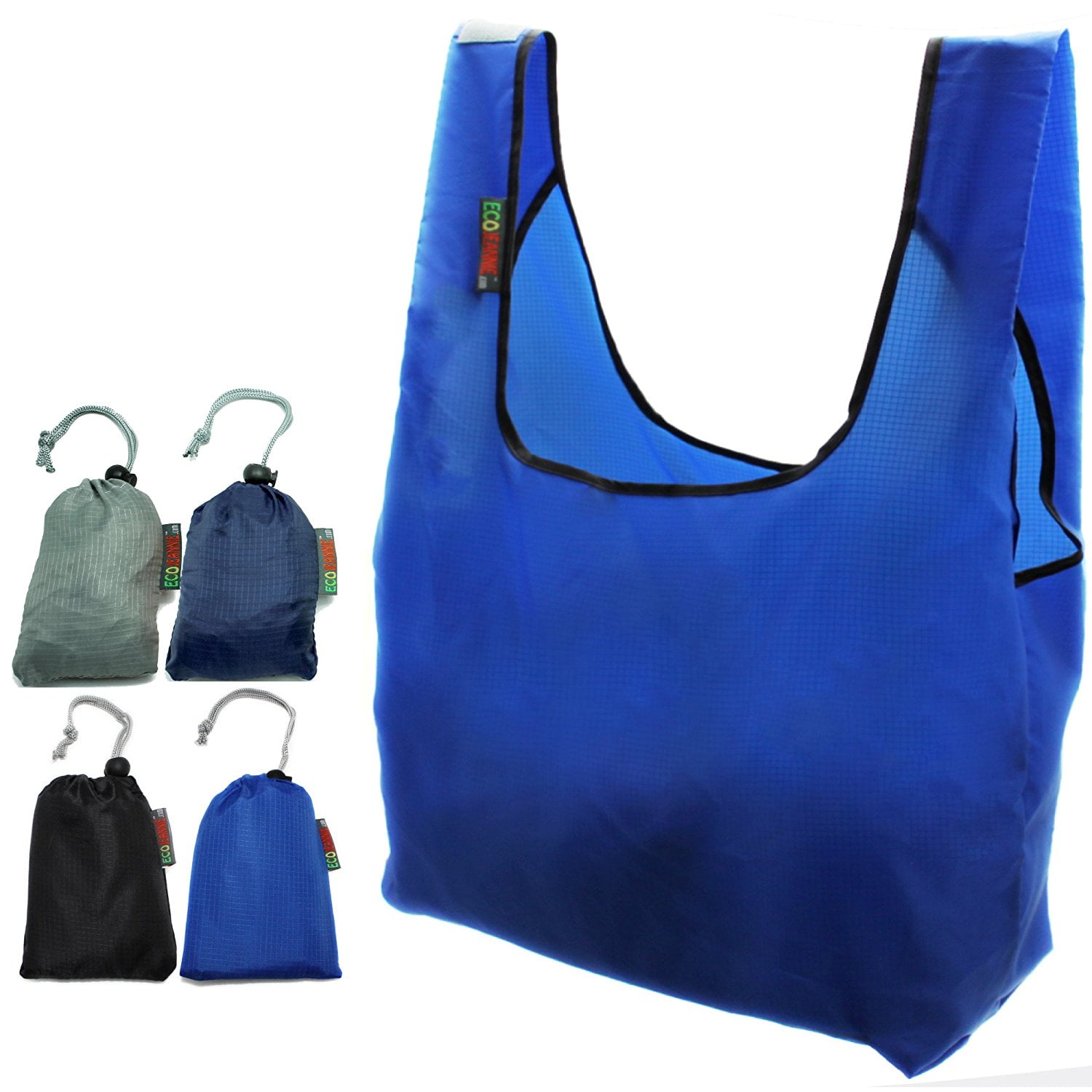 EcoJeannie® 4 Pack Super Strong Ripstop Nylon Foldable Reusable Bag