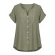 thumbnail image 4 of Craaazy Women's Relaxed Fit V Neck Blouse, Solid Color Short Sleeve Lace Trim Top, Loose Comfy Summer Tee for Work & Weekend Gifts, 4 of 9