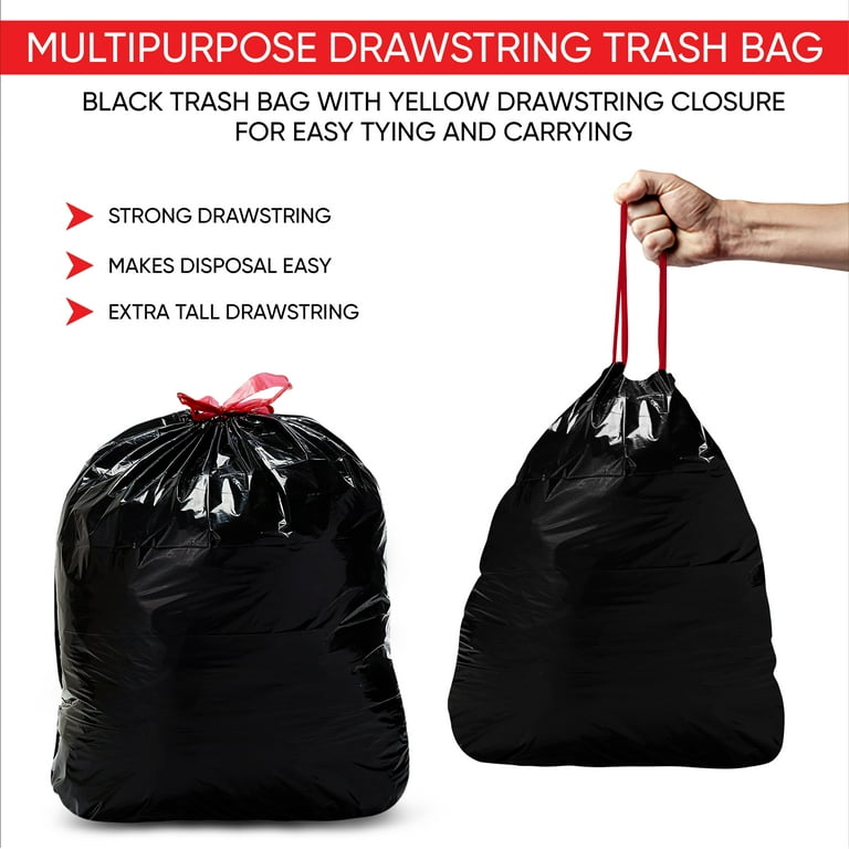Drawstring Trash Bag, 4 Gallon Small Garbage Bags Extra