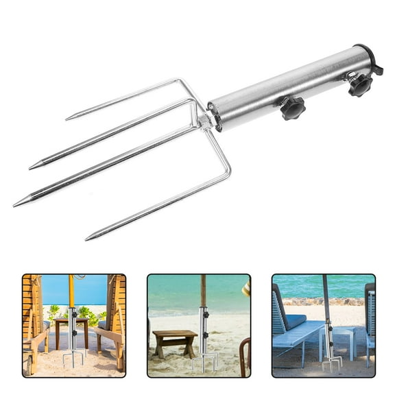 STOBOK Umbrella Ground Anchor Iron 1Set Silver for Outdoor Enthusiasts