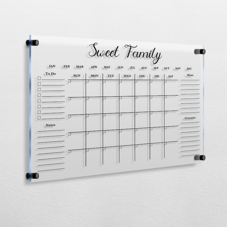 Dry Erase Chalkboard Calendar, Reusable 18x24 or 24x36 Customized Dry Erase  Wall Calendar, Chalkboard Calendar, Family Framed Calendar, 2023 calendar
