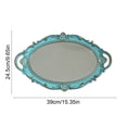 thumbnail image 3 of Cififendec Christmas Vintage Decorative Mirror Tray, Ornate Embossed Premium Mirror Dish for Xmas Vanity Table Accent Styling, 15.35"×9.65", Blue, 3 of 6