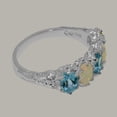 thumbnail image 5 of LBG British Made 10k White Gold Natural Blue Topaz & Opal Womens Eternity Ring - 33 size options - Size 11.25, 5 of 8