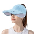 thumbnail image 2 of SkyAuks Large Brim Sun Hats for Women with Hat Clip, Sun Protection Hat, Retractable and Elongated Sun Visor Brim Bow Decors Summer Visors for Golf, Hiking, Sky Blue, 2 of 8