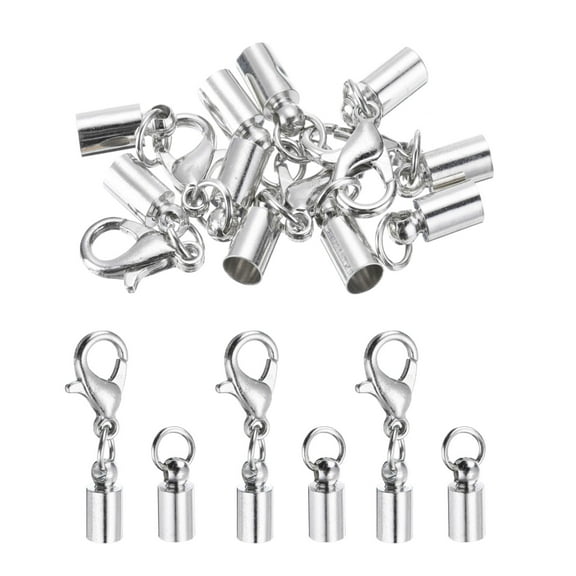 20Pcs Cord End Cap 3.5mm ID Silver Copper Column Barrel End Cap for DIY Bracelets Necklaces Tassels Leather Cord