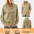 thumbnail image 2 of FEN AI Women UPF 50+ UV Sun Protection Safari Shirts Convertible Long Sleeve Button Down Shirt for Hiking Fishing Tops Khaki, 2 of 10