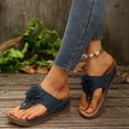 thumbnail image 4 of Bkhluea Women Flower Accent Wedge Flip Flop Sandals Slip On Comfortable Footwear For Casual Outdoor Beach Daily Activities, 4 of 7