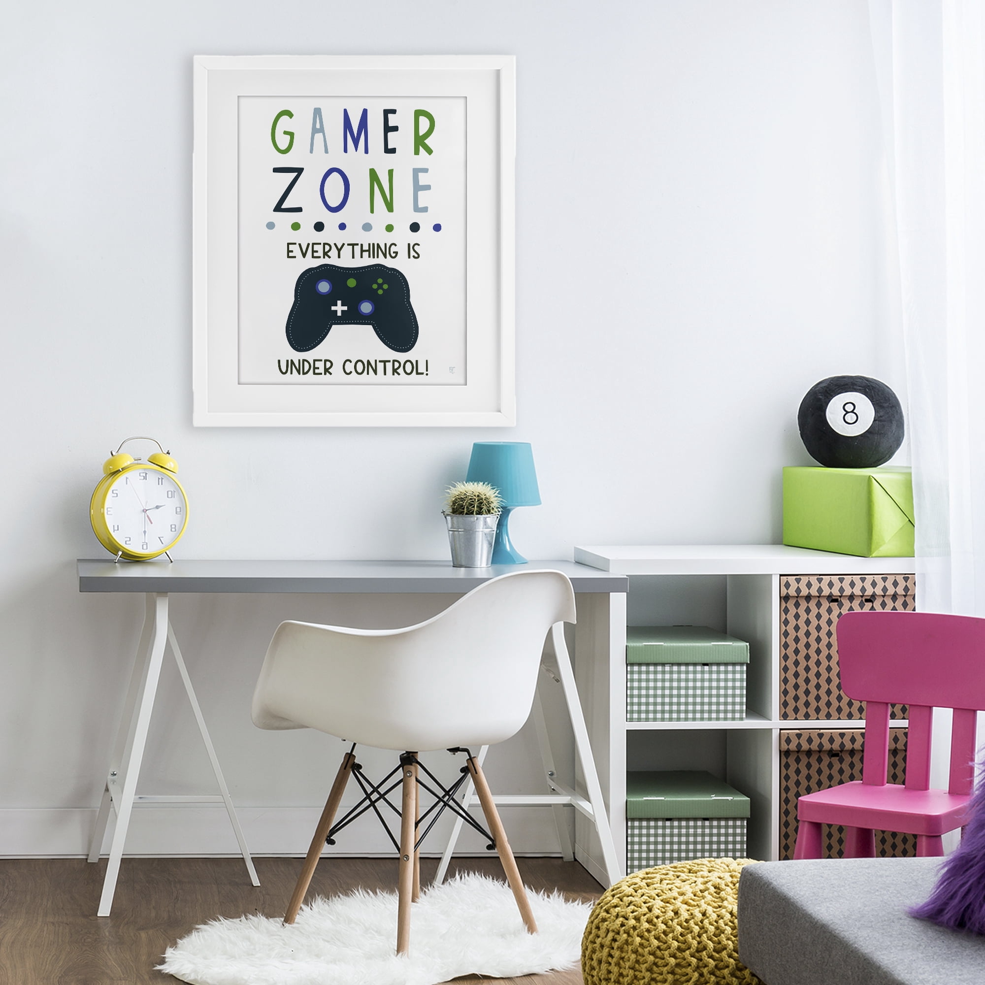 Stupell Industries Everything Under Control Gamer Zone White Framed Print Under Glass, design by Elizabeth Tyndall
