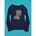thumbnail image 3 of Cute Funny Hippo Long Sleeve Toddler - Toddler Long Sleeve Tee, Navy, 3 of 4