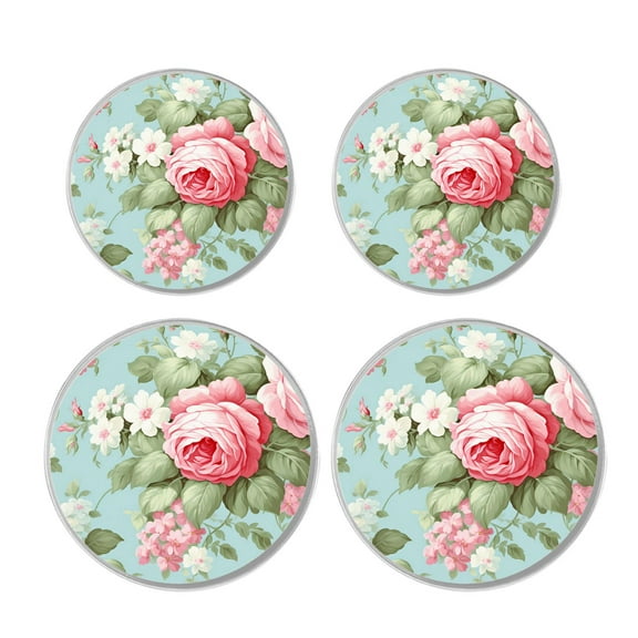 Decorative Stove Burner Covers 4 Pcs Metal Gas Stove Burner Cover 8Inch And 10Inch ,vintage flower pattern on green background