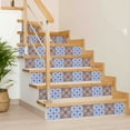 thumbnail image 4 of Mi Alma Retro Spanish Blue Brown Tile Stickers - Removable Vinyl 4x4, 24 pcs, 4 of 11
