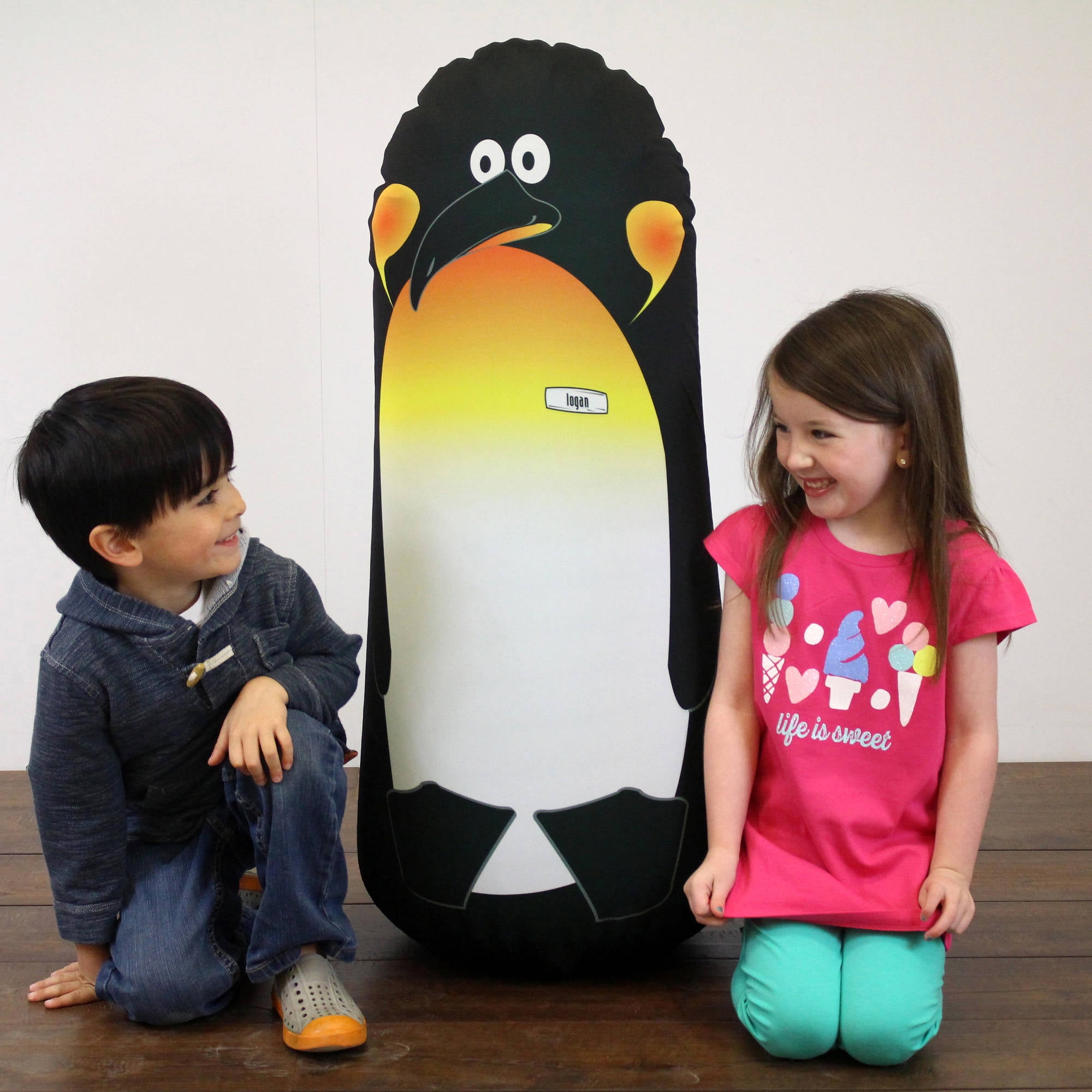 Kid Tough Fitness Inflatable Free-Standing Punching Bag + Machine Washable Fabric Cover Logan Penguin Kids Workout Buddy... by Pueri Elemental LLC