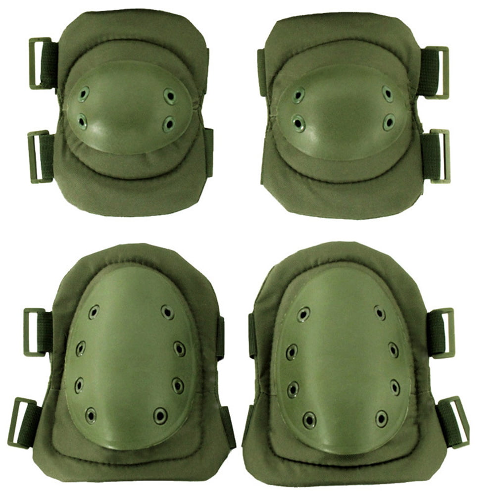 Green Tactical Armour Knee Pads Fully Adjustable Elasticated Straps Airsoft 