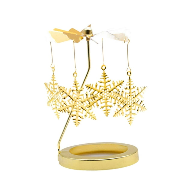 yuksok Rotating Candle Holder Candlestick Tray Tealight Holder for Dinner Table Desktop Snowflake