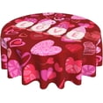 thumbnail image 1 of Nappe Rouge de la Saint-Valentin à Cœurs, 60 Pouces, Nappe de la Fête des Mères Imperméable, Nappe à Cœurs Réutilisable, Housse de Table Ronde pour Souper des Fêtes, Salle à Manger, Déco de Cuisine, 1 of 6