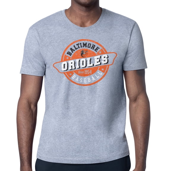 Men's Starter Heather Gray Baltimore Orioles Route 66 Team Logo T-Shirt