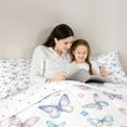 thumbnail image 5 of Feelyou Dreamy Butterfly Teens Full Size Comforter Sets, Kawaii Cartoon Animal Bedding Comforter Set, Cute Flower Floral Reversible Bedding Sets, Ultra Soft Bedroom Decor, 3pcs, 5 of 8