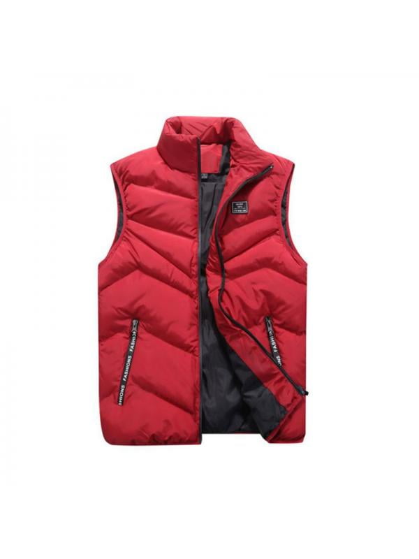 Men'S Sleeveless Puffer Jackets Winter Coat Padded Quilted Zip Vest Outwear Top