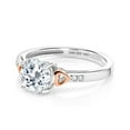 thumbnail image 4 of Gem Stone King 925 Silver and 10K Rose Gold Diamond Engagement Ring 1.65 Ct Round White Topaz (Size 6), 4 of 6