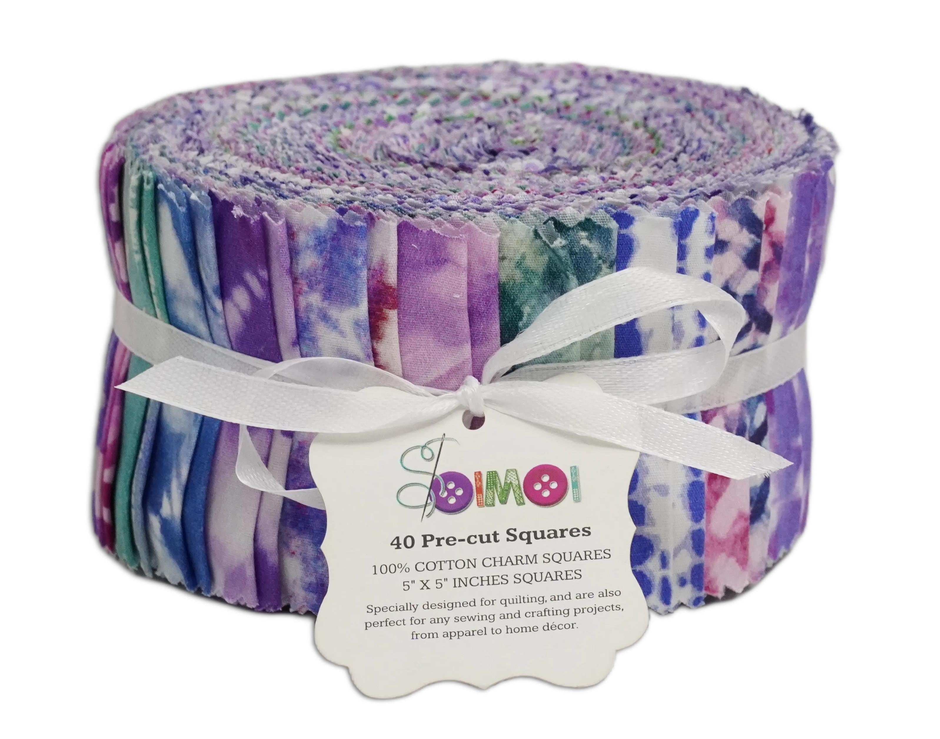 Soimoi 40Pcs Tie & Dye Print Precut Fabrics Strips Roll Up 2.5x42inches Cotton Jelly Rolls for Quilting