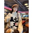 thumbnail image 4 of Suéteres blancos de punto con renos navideños, tejido jacquard, suéteres coreanos de invierno para mujeres, jerséis de punto kawaii de alta calidad para adolescentes, 4 of 5