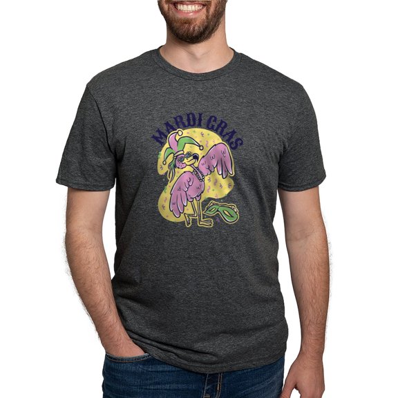 CafePress - Mardi Gras Flamingo T Shirt - Mens Tri-blend T-Shirt