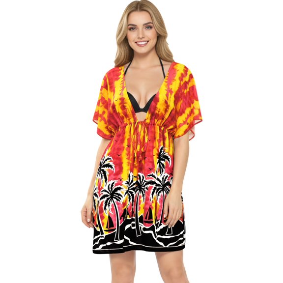 HAPPY BAY Women's Beachwear Summer Swim Beach Dress Cover ups for Swimwear Women Loose Swing Swimsuit Coverups for Women Tops for Women XL-XXL Red_AC583