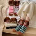 thumbnail image 3 of For Women Winter Sleep Socks Striped Plush Mid-Calf Socks Ultra Warm Fleece Lined Socks Non-Binding Bedtime Socks Cozy Cabin Wear, 3 of 3