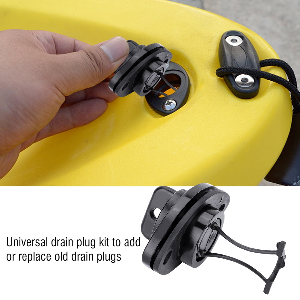 Sharplace 4 Pieces Universal Black Plastic Kayak Dinghy Canoe Boat Hull Thread Drain Plugs Kayak Accessories