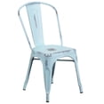thumbnail image 3 of Commercial Grade 4 Pack Distressed Green-Blue Metal Indoor-Outdoor Stackable Chair, 3 of 9