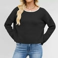 thumbnail image 2 of Women's Sweaters Pullover Off Shoulder Cropped Casual Knit Romantic Date Night Outfit Women's Pullover Sweater Soft Knit Casual Loose Fit Round Neck Basic Solid Color Top For Daily Wear And Outfits, 2 of 9