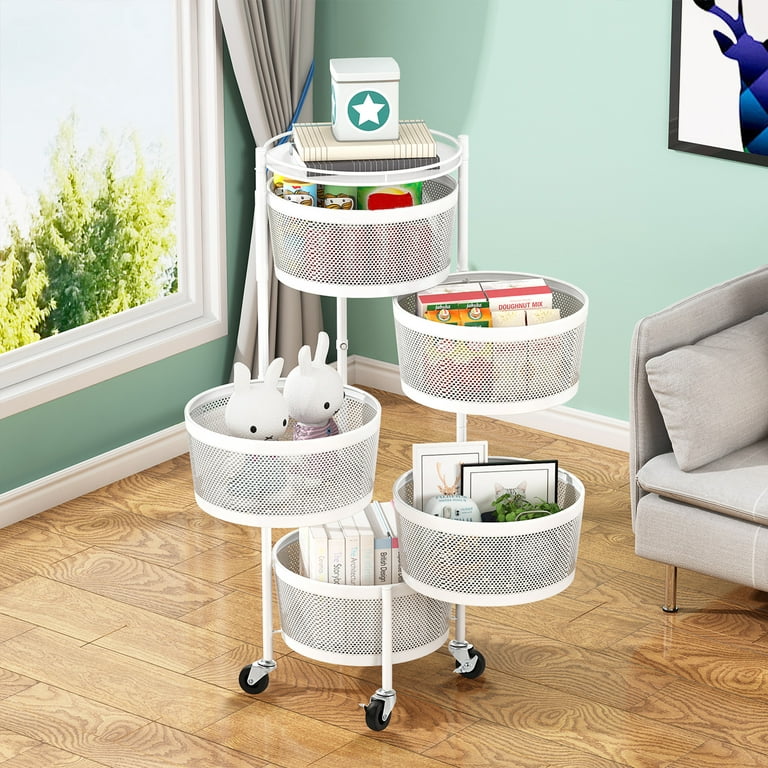 JIwqDY Rotating Storage Shelves for Kitchen Floor-Standing Multi-Layer  Round Layered Storage Rack Multifunctional Household Kitchen Shelf (Color 
