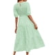 thumbnail image 3 of Lucakuins - Vestido midi de verano para mujer, línea A, manga corta, cuello redondo, cintura alta, vestido floral de encaje Lucakuins moda, 3 of 4