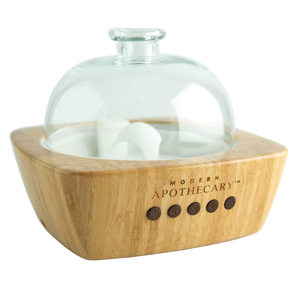 Modern Apothecary Ultrasonic Diffuser W/Remote, Handblown Glass, LED
