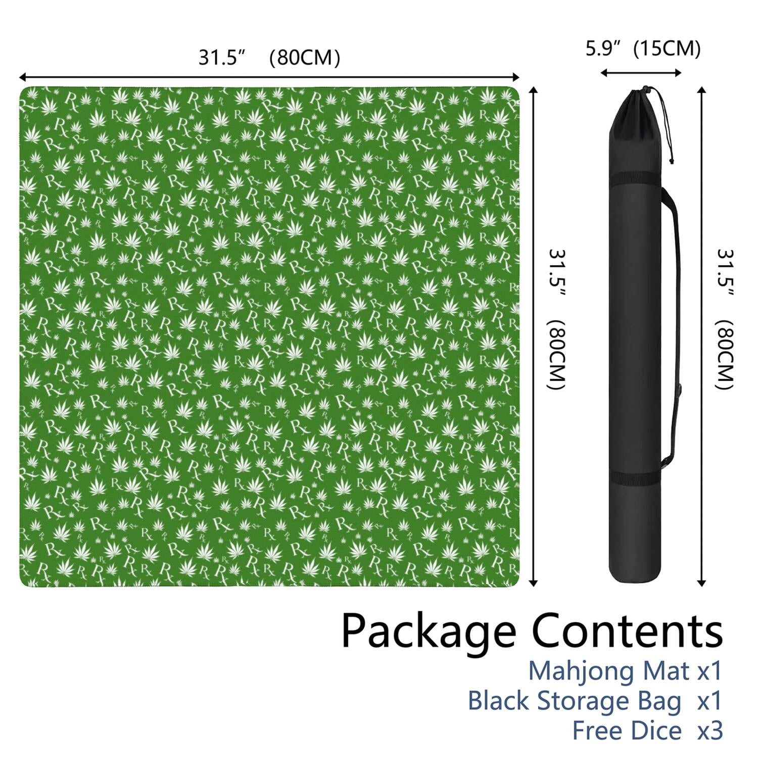 Plants Inspired Game Table Mat Measuring 31.5x31.5 Inches Made of Rubber Material with Anti-Slip Non-Slip Backing and Noise Reducing Qualities for Tiles and Cards