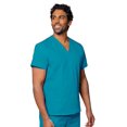 thumbnail image 2 of Adar Universal Unisex V-Neck 2 Pocket Scrub Top - 2600 - Teal Blue - XXS, 2 of 8