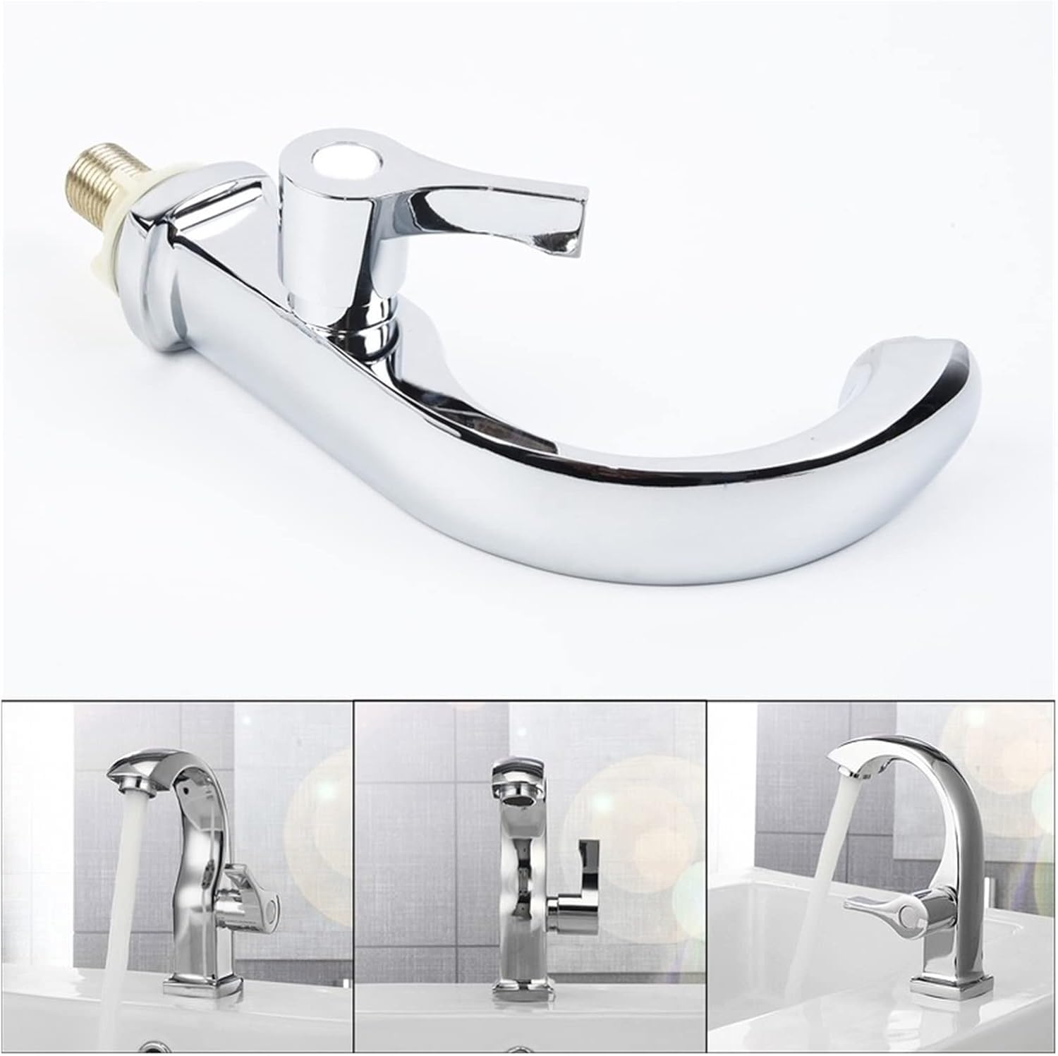 Single Cold Bathroom Basin Faucet Chrome Plated Single Handle spout Sink Bathtub Cold Water Faucet Household Garden Supplies