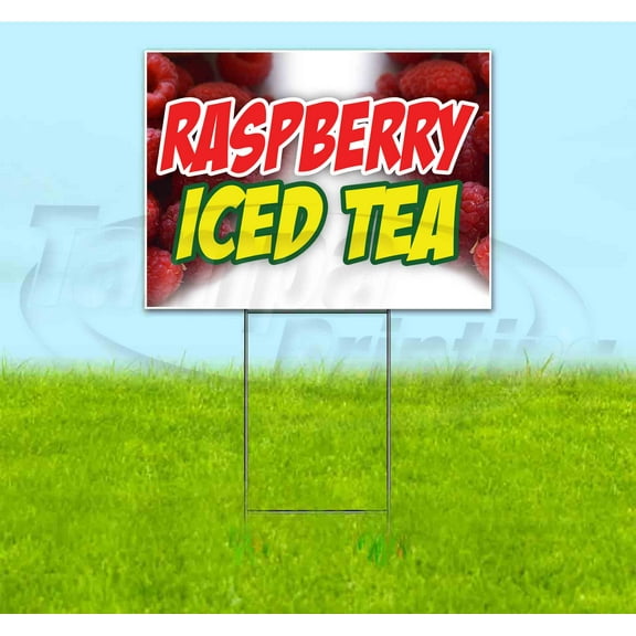 Raspberry Iced Tea (18" x 24") Yard Sign, Includes Metal Step Stake