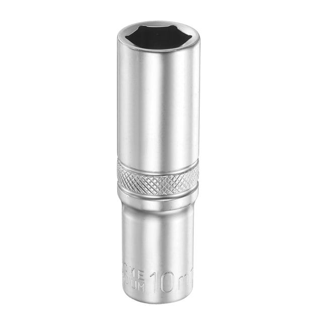 Uxcell 6 Puntos Profundos Socket 1/4" Drive 10mm Revestimiento de Níquel Manga Invertida de 2" de Largo