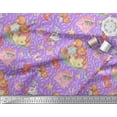 thumbnail image 3 of Soimoi Purple Velvet Fabric Teddy Bear & Hearts Kids Printed Craft Fabric by the Yard 58 Inch Wide, 3 of 3