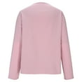 thumbnail image 4 of JGGSPWM Women's Fashion Casual Solid Color Round Neck Long Sleeve Button-Up Tops Soft Cozy Breathable Spring Shirts Pink S, 4 of 5