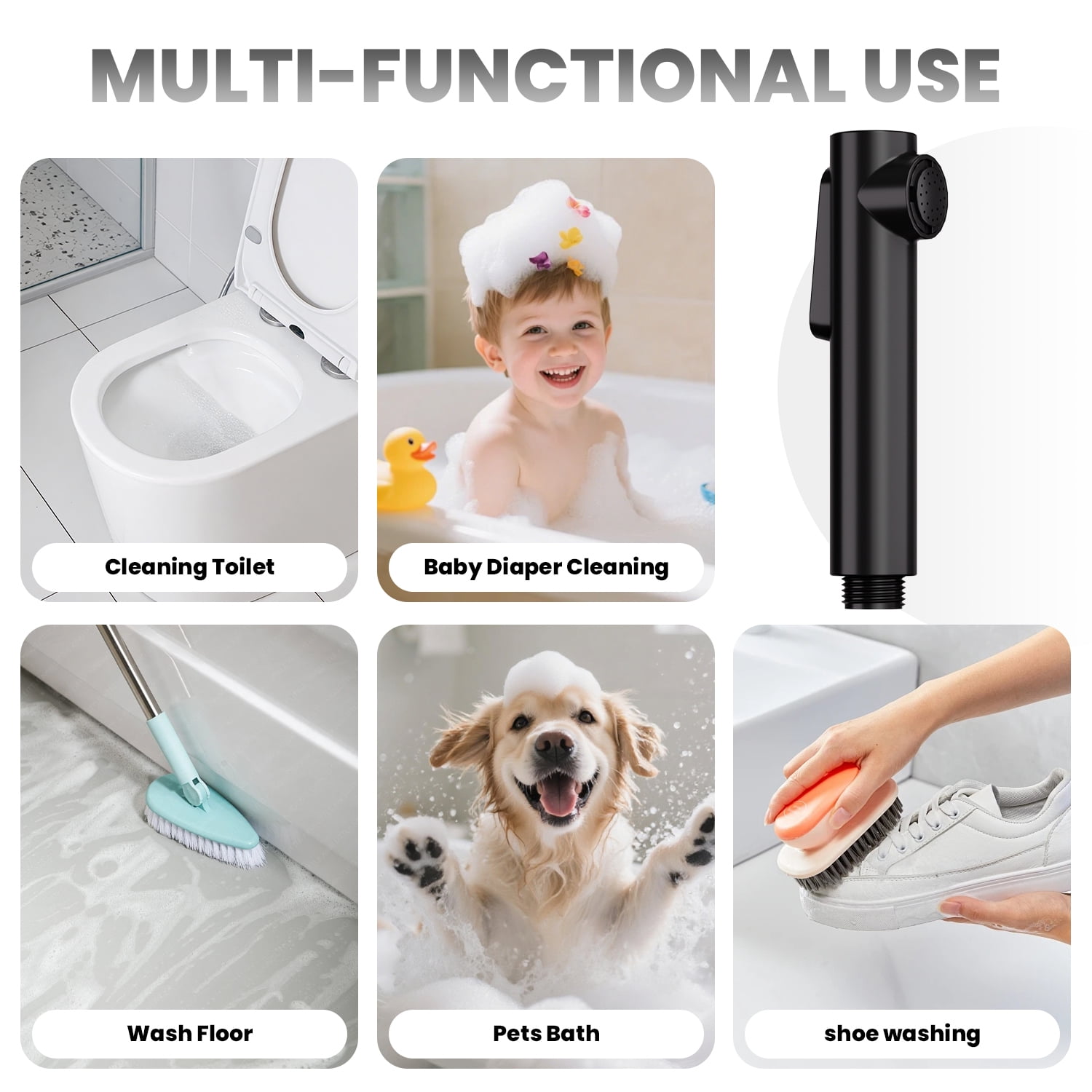 High Pressure Handheld Bidet Sprayer for Toilet, Stainless Steel Sprayer Kit with Holder